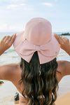 Bow Back Straw Bucket Hat Hats Aili's Corner Blush OneSize 