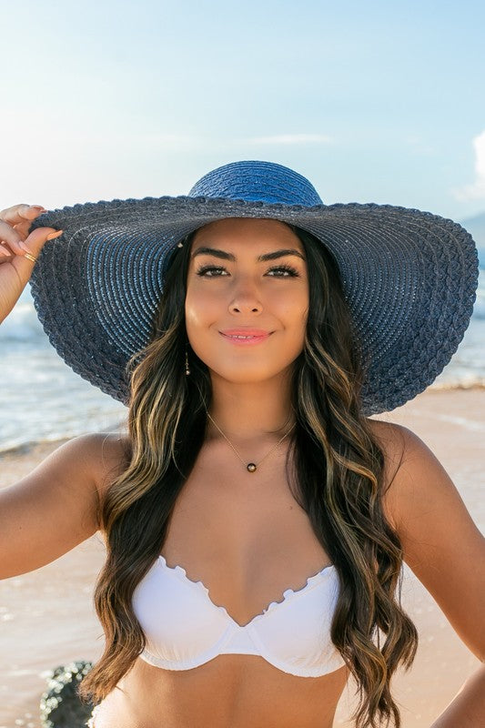 Scallop Edge Straw Sunhat – Wide Brim with Burlap Bow Accent - NeoKira Unlimited