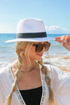Classic Straw Panama Fedora Hat Straw Hats Aili's Corner White OneSize 