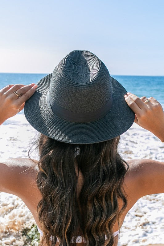 Classic Minimalist Straw Fedora Hat | Timeless Panama Style Black Band - NeoKira Unlimited
