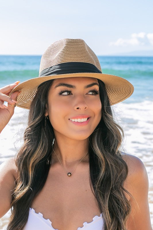 Classic Minimalist Straw Fedora Hat | Timeless Panama Style Black Band - NeoKira Unlimited