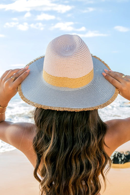 Boho Luxe Fray-Edge Straw Fedora | Rattan Band Panama Hat Elevated Style - NeoKira Unlimited