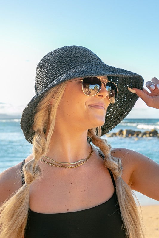 Romantic Boho Bow Straw Bucket Hat | Lightweight Raffia Sun Protection - NeoKira Unlimited