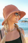 Bow Accent Woven Straw Bucket Sun Hat Straw Hats Aili's Corner   