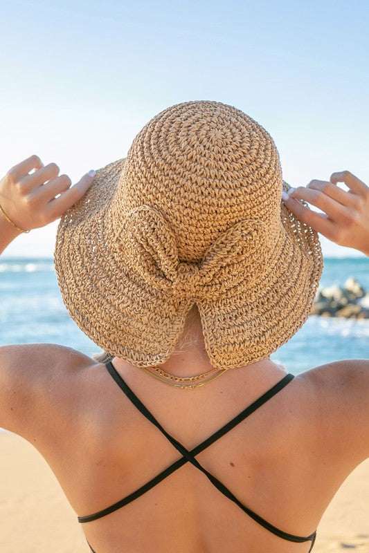 Romantic Boho Bow Straw Bucket Hat | Lightweight Raffia Sun Protection - NeoKira Unlimited