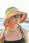 Rainbow Woven Straw Bucket Hat Straw Hats Aili's Corner   