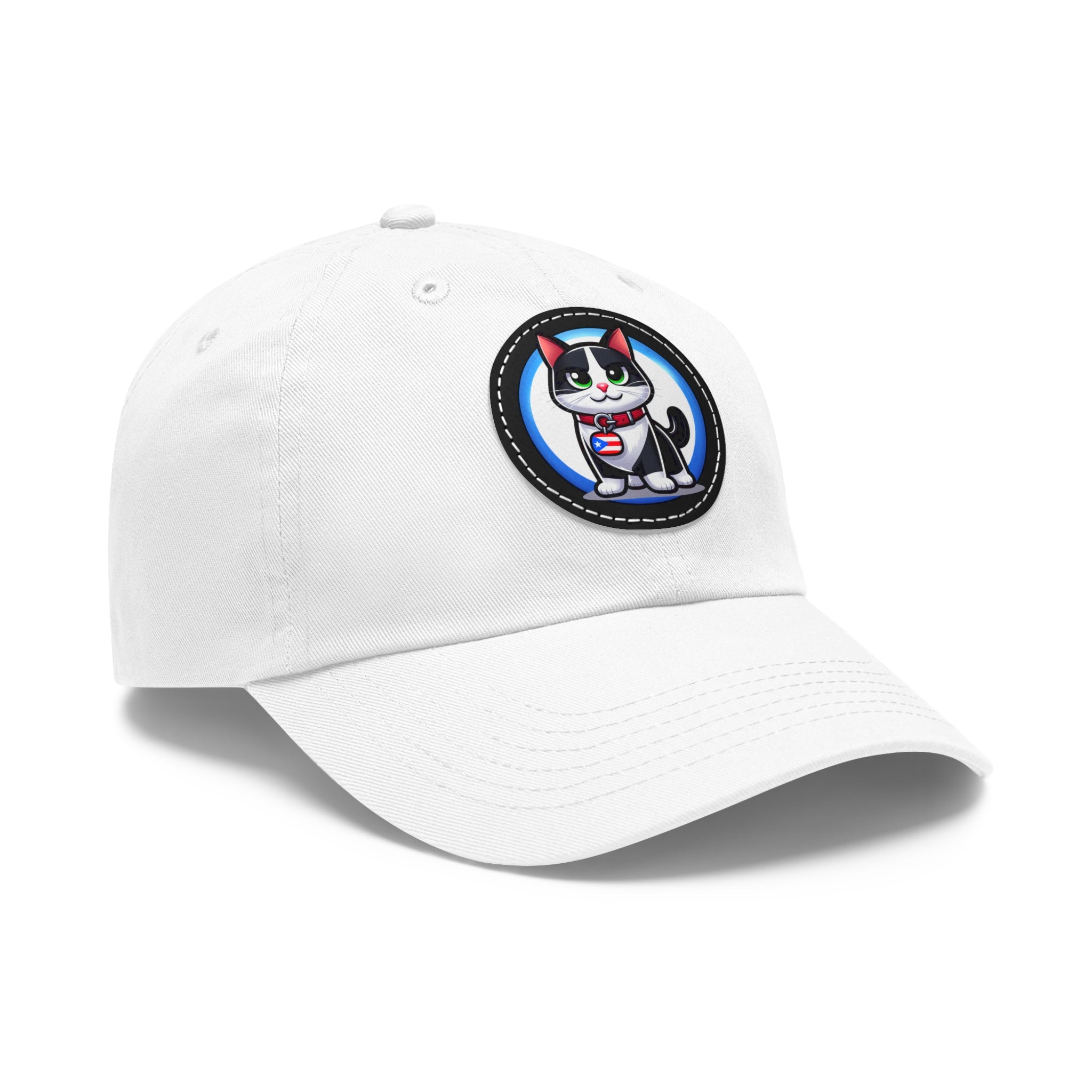 COOL TUXEDO CAT Dad Hat with Leather Patch (Round) Caps Printify   