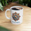 BEAUTY BEGINS MANDALA Ceramic Mug 11oz 11oz Mug Printify   