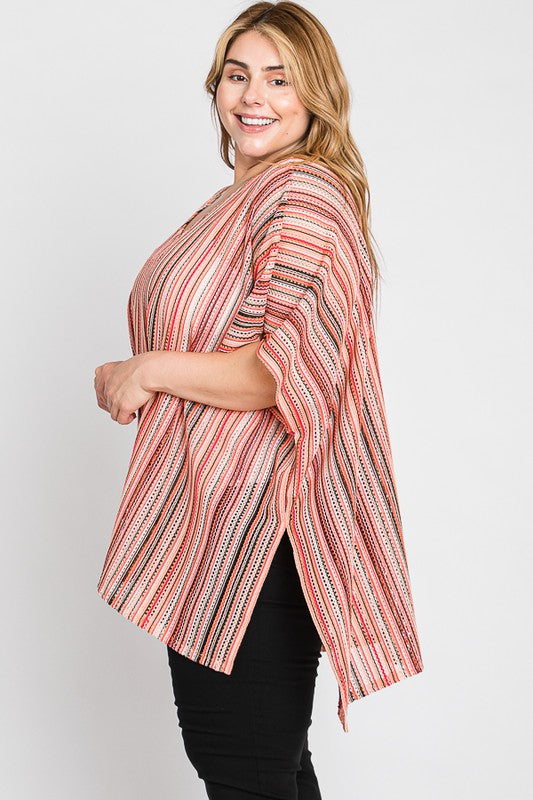 Jade By Jane Colorful Vertical Stripes Poncho Ponchos Jade By Jane   