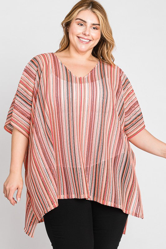 Jade By Jane Bold Striped Poncho | Vibrant Boho Oversized Chic - NeoKira Unlimited