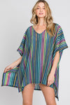 Jade By Jane Colorful Vertical Stripes Poncho Ponchos Jade By Jane   