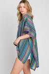 Jade By Jane Colorful Vertical Stripes Poncho Ponchos Jade By Jane   