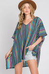 Jade By Jane Colorful Vertical Stripes Poncho Ponchos Jade By Jane   