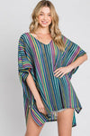 Jade By Jane Colorful Vertical Stripes Poncho Ponchos Jade By Jane   