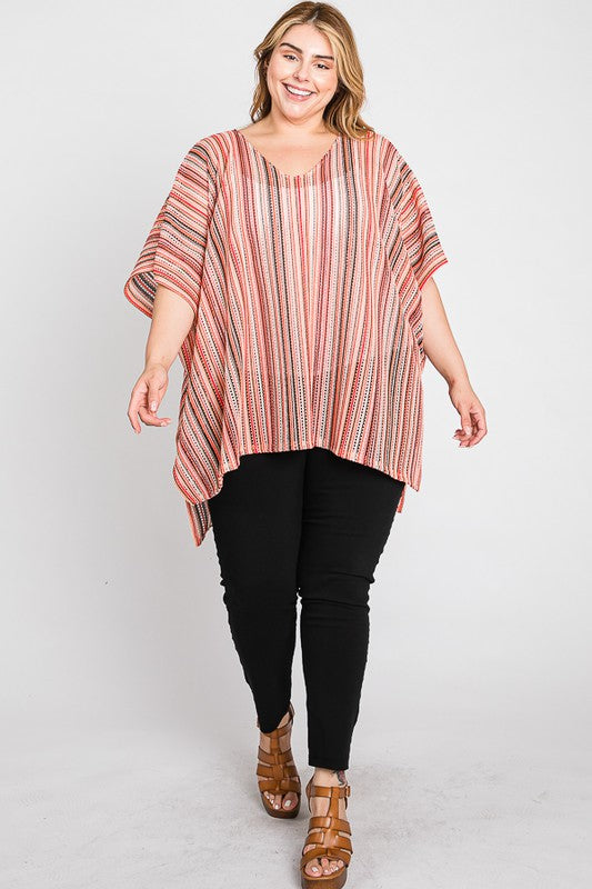 Jade By Jane Bold Striped Poncho | Vibrant Boho Oversized Chic - NeoKira Unlimited