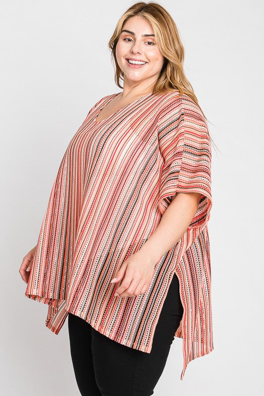 Jade By Jane Bold Striped Poncho | Vibrant Boho Oversized Chic - NeoKira Unlimited