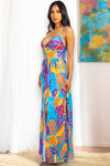 ELEGANT MULTICOLOR MAXI DRESS WITH SEXY SLIT Maxi Dress By Claude   