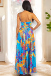 ELEGANT MULTICOLOR MAXI DRESS WITH SEXY SLIT Maxi Dress By Claude   