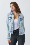 RISEN Button Up Washed Denim Jacket Jacket Trendsi Acid Light S 