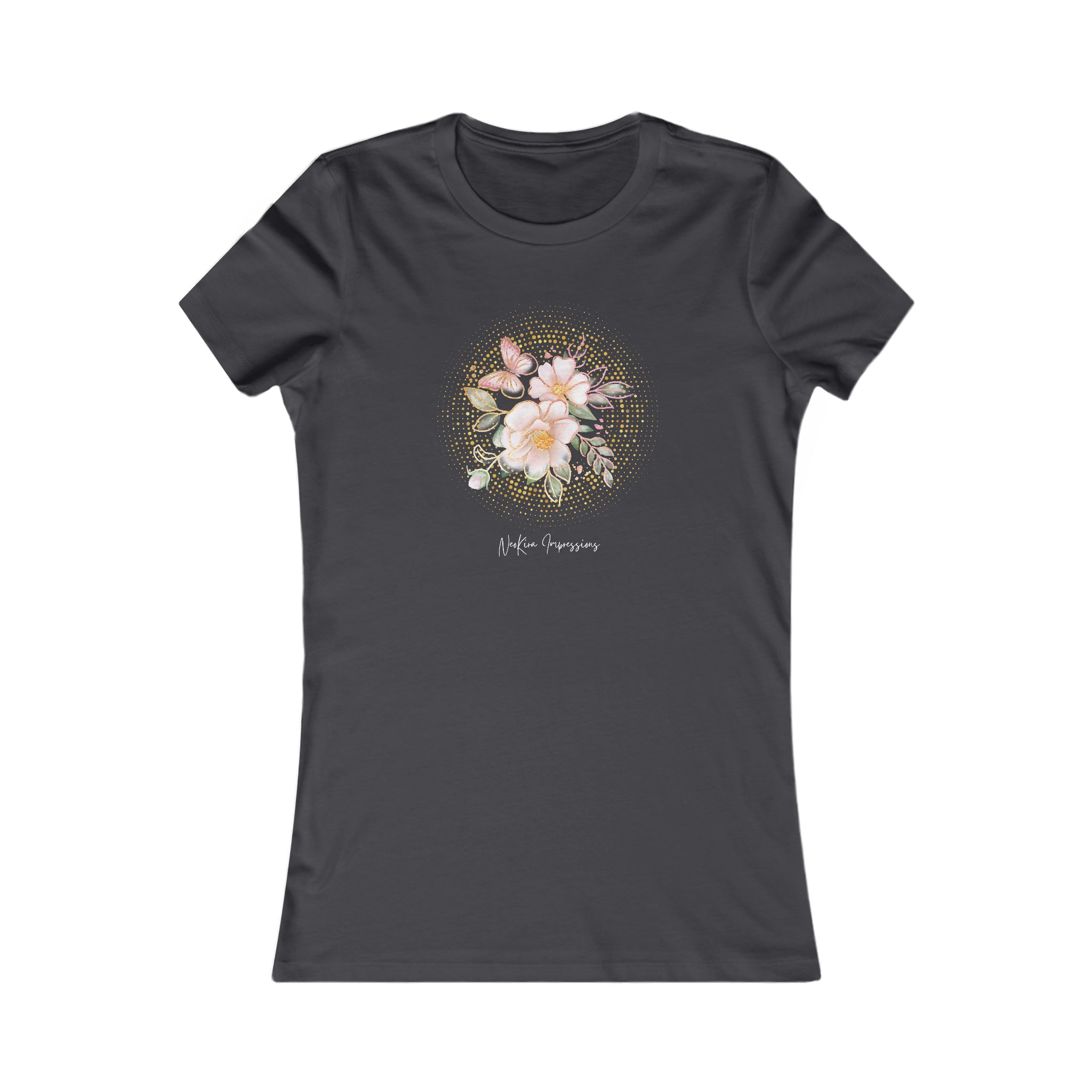 BUTTERFLIES AND FLOWERS  Women's Favorite Tee T-Shirt Printify S Dark Grey 