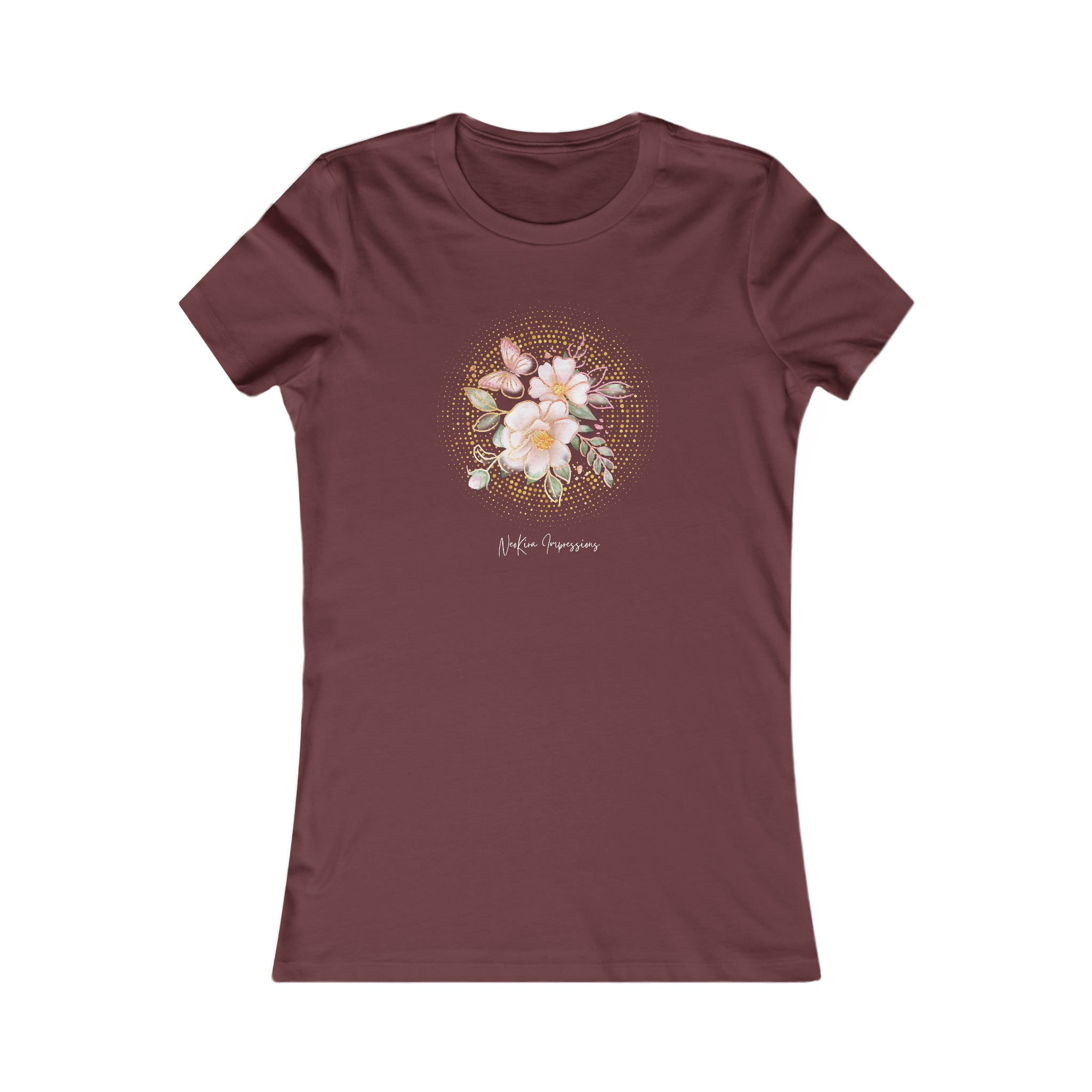 BUTTERFLIES AND FLOWERS  Women's Favorite Tee T-Shirt Printify S Maroon 