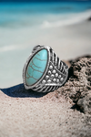 Classic Marquise Turquoise Ring Adjustable Ring Leto Collection   