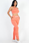 Crop Top & Ruched Drawstring Pants Set Pants Set Capella   