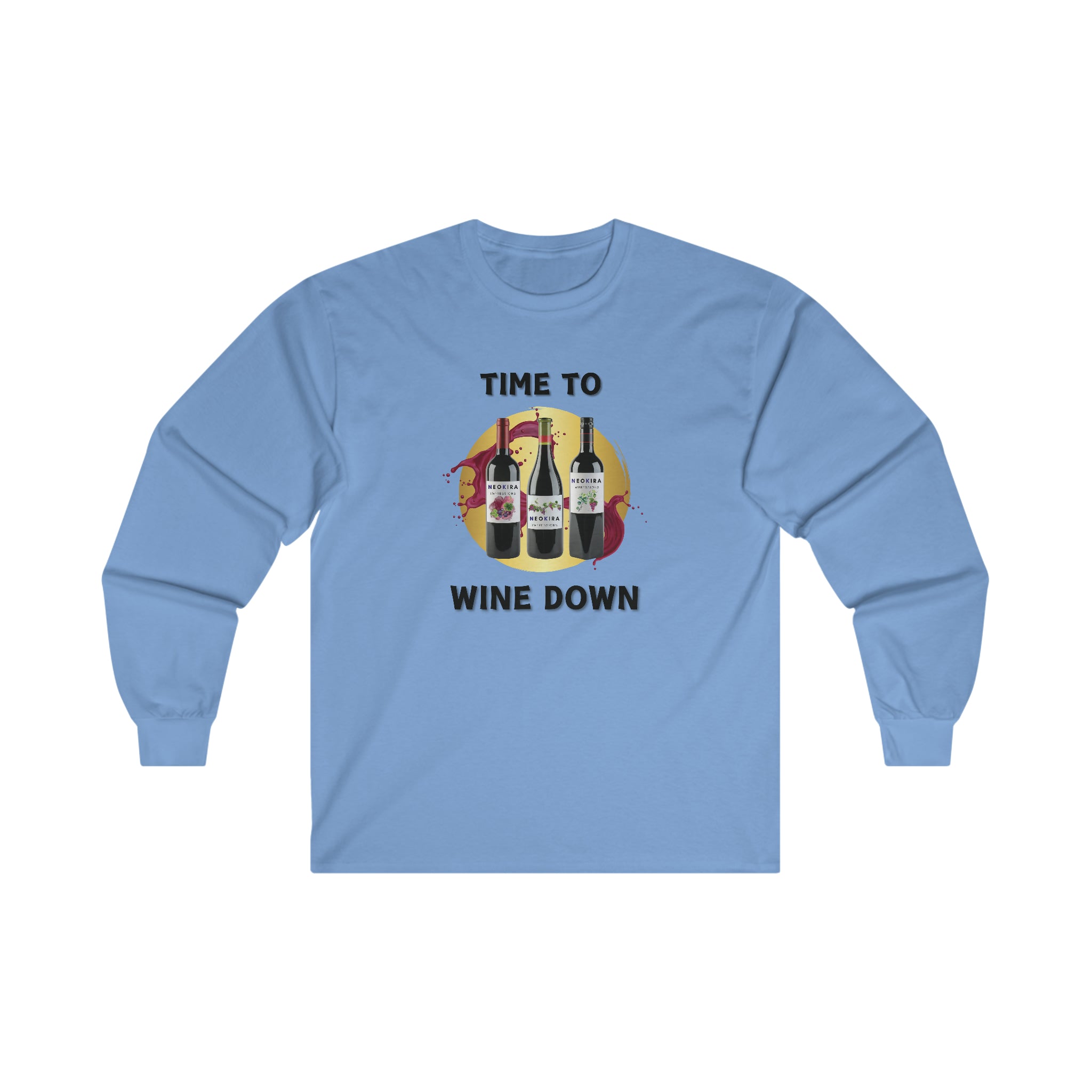 TIME TO WINE DOWN Men Ultra Cotton Long Sleeve Tee Long-sleeve Tee Printify S Carolina Blue 