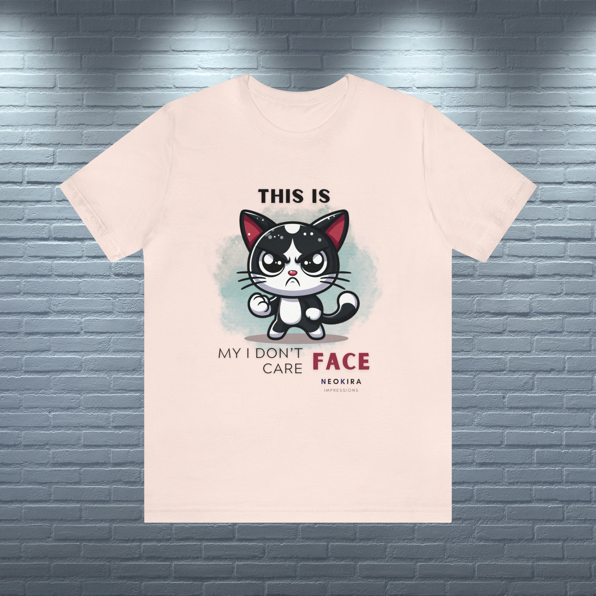 THIS IS MY I DON'T CARE FACE Unisex Jersey Short Sleeve Tee T-Shirt Printify Soft Pink XS 