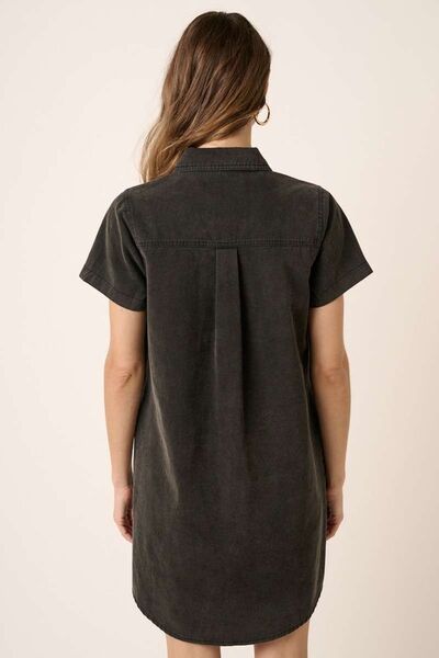 Mittoshop Button Detail Collared Neck Short Sleeve Shirt Dress - NeoKira Unlimited