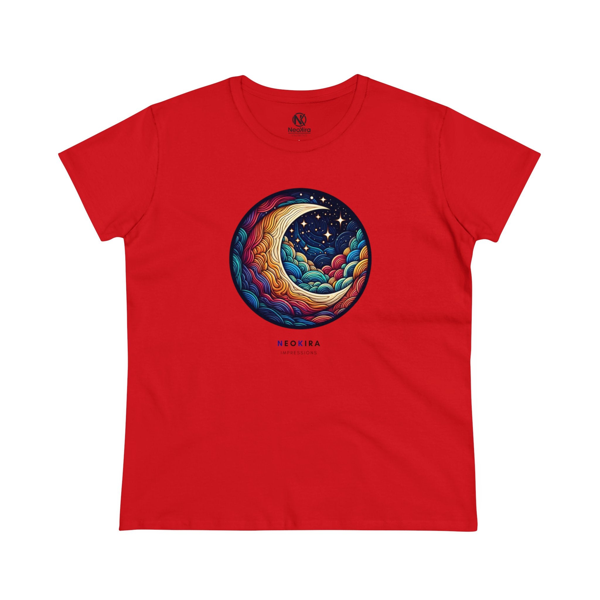 MOON AND STARS Women's Midweight Cotton Tee T-Shirt Printify   