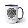 I BELIEVE IN MYSELF MANDALA Two-Tone Coffee Mugs, 15oz 15oz Two-Tone Mug Printify   