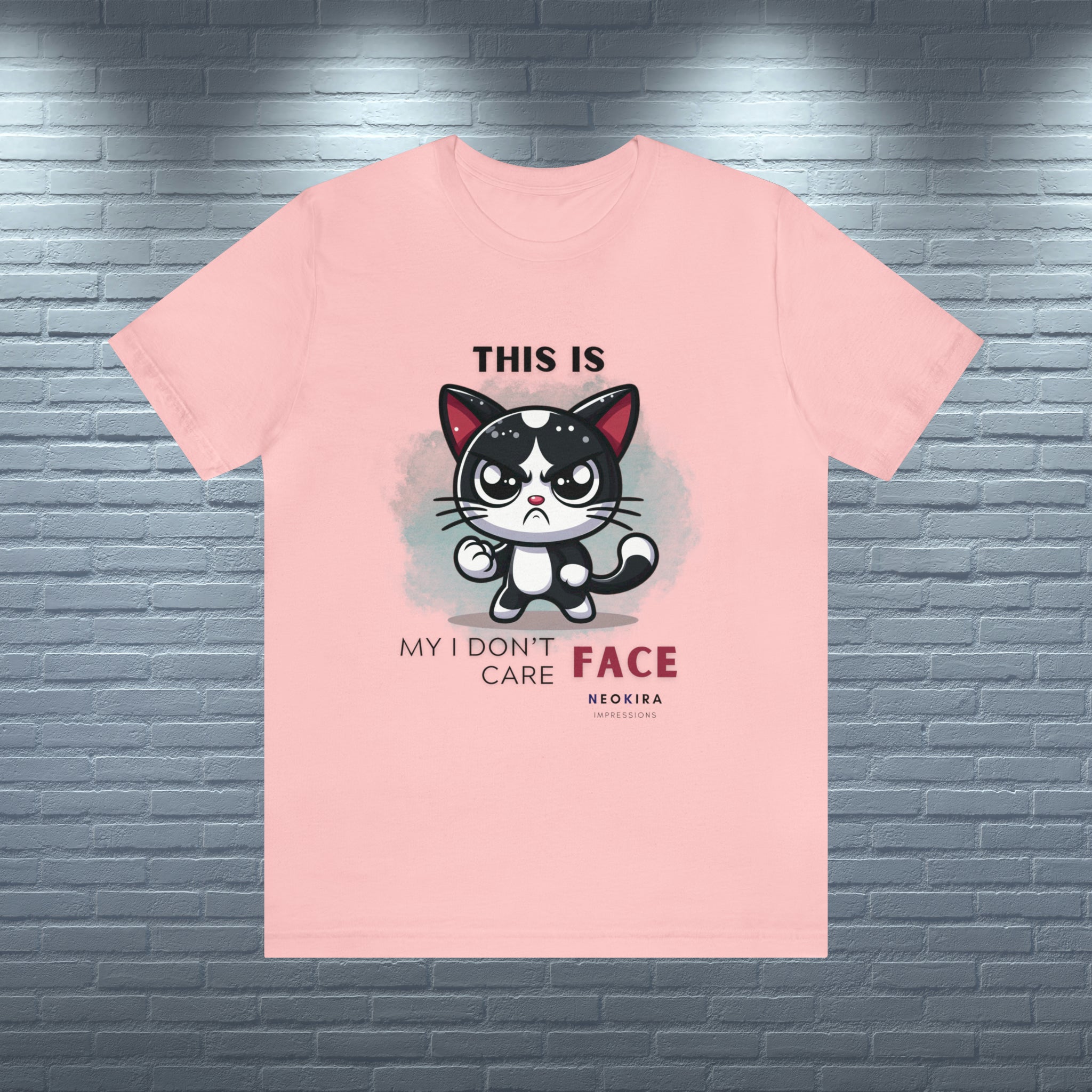 THIS IS MY I DON'T CARE FACE Unisex Jersey Short Sleeve Tee T-Shirt Printify Pink XS 