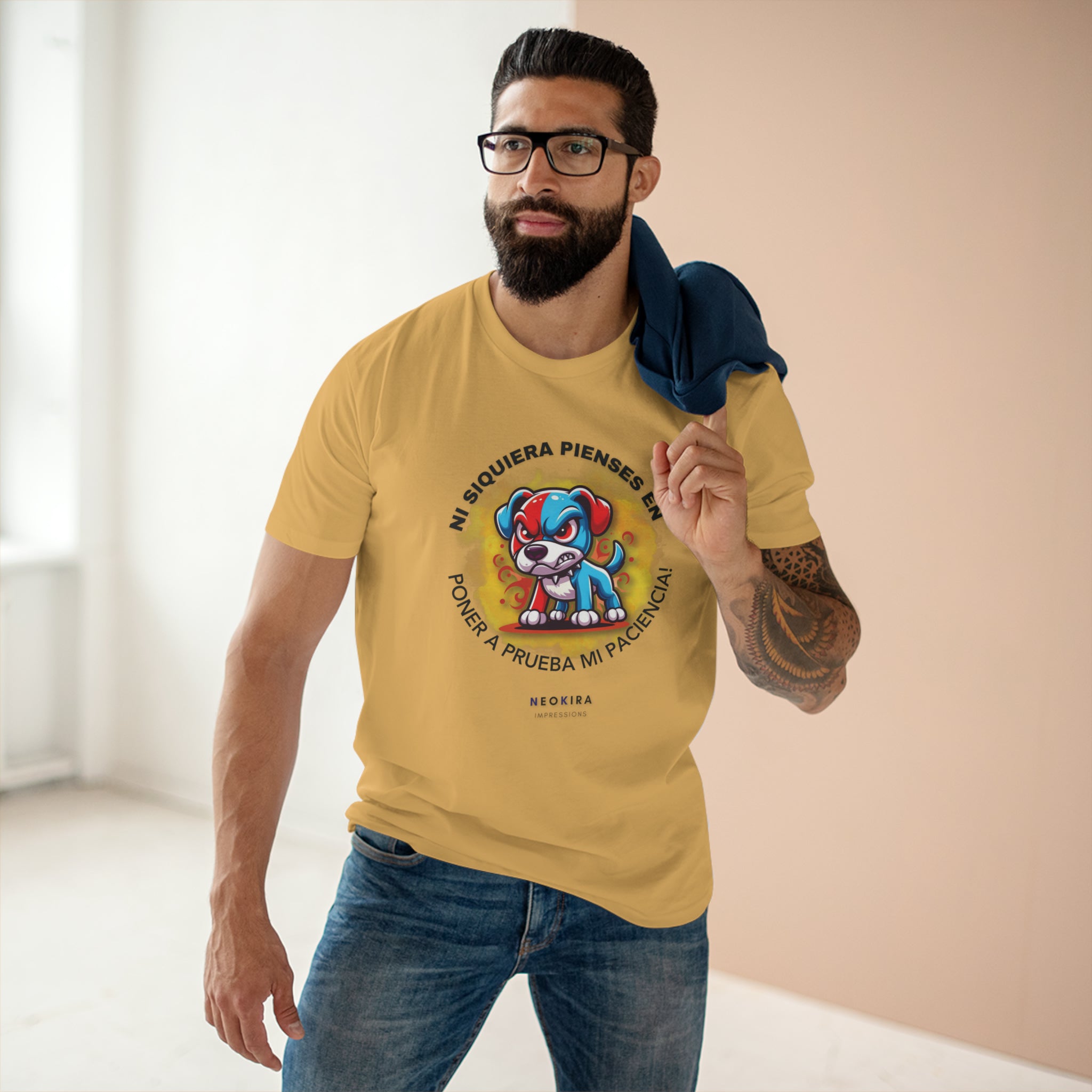 NO PONGAS A PRUEBA MI PACIENCIA Men's Staple Tee T-Shirt Printify Mustard S 