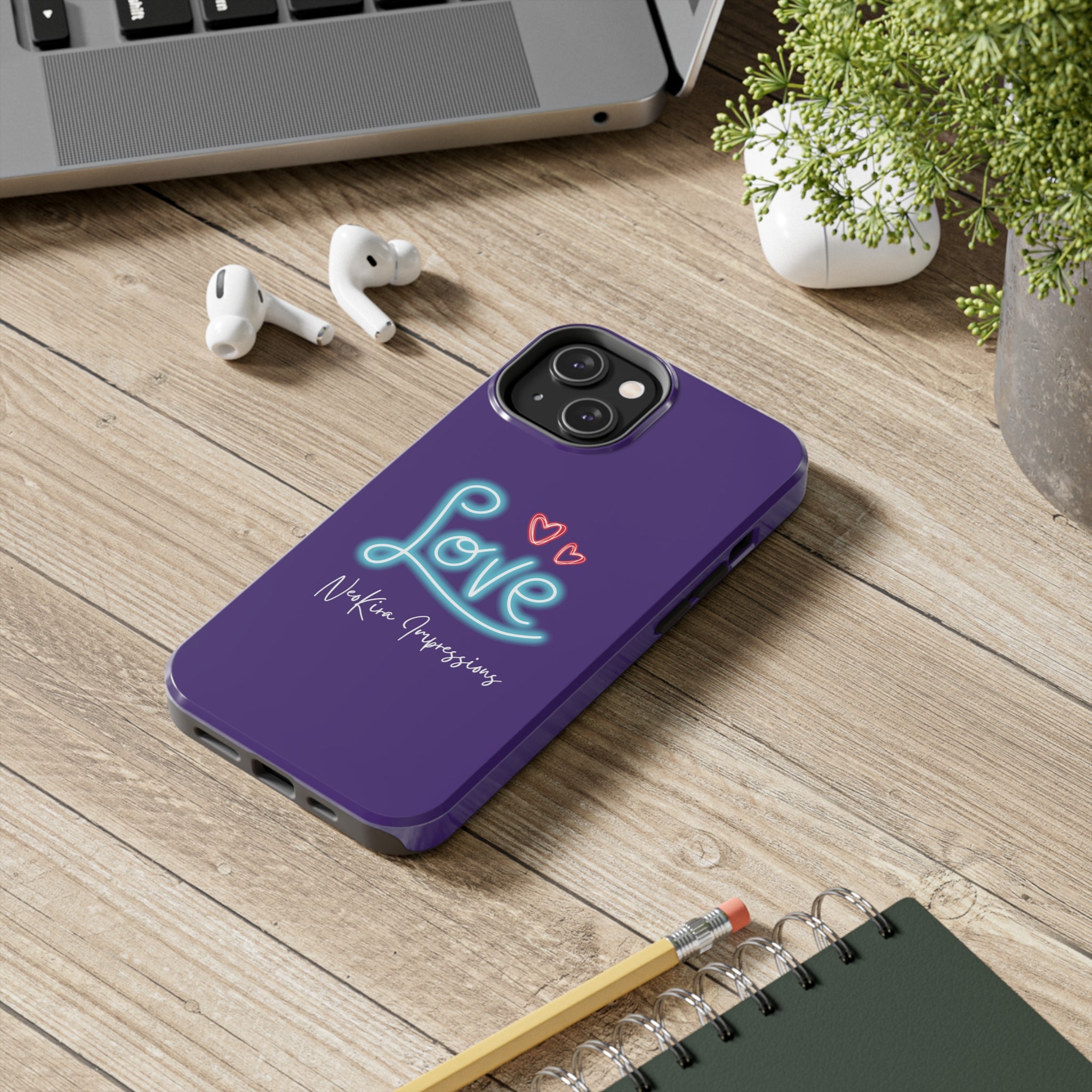 NEON LOVE PURPLE Tough Phone Cases Phone Case Printify iPhone 14  