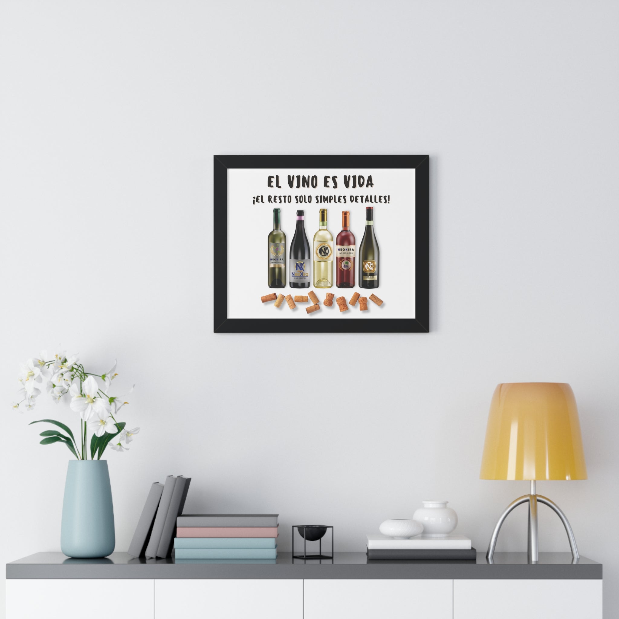 EL VINO ES VIDA Framed Horizontal Poster Poster Printify 20