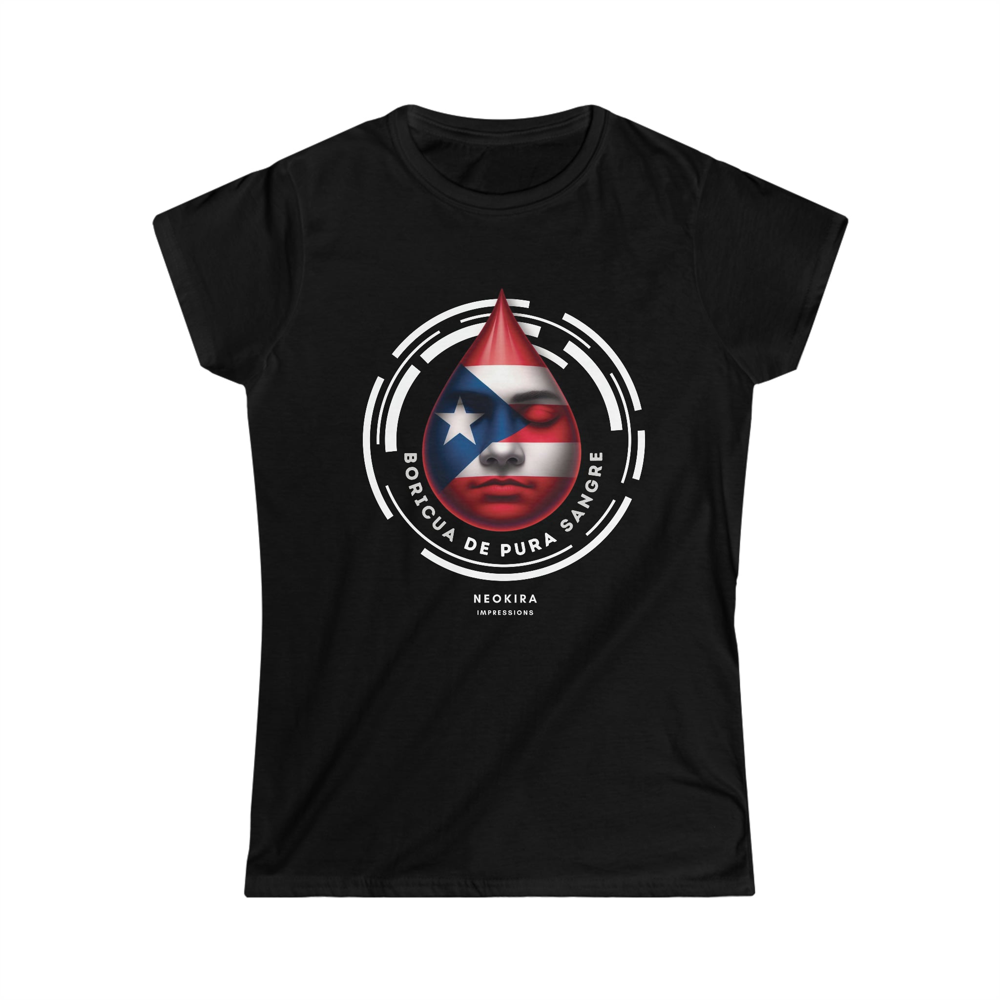 BORICUA DE PURA SANGRE Women's Softstyle Tee T-Shirt Printify Black S 