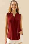 Ninexis Full Size Notched Sleeveless Top Top Trendsi BURGUNDY S 