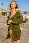 BiBi Twist Knitted Open Front Cardigan With Pockets Cardigan BiBi OLIVE S 