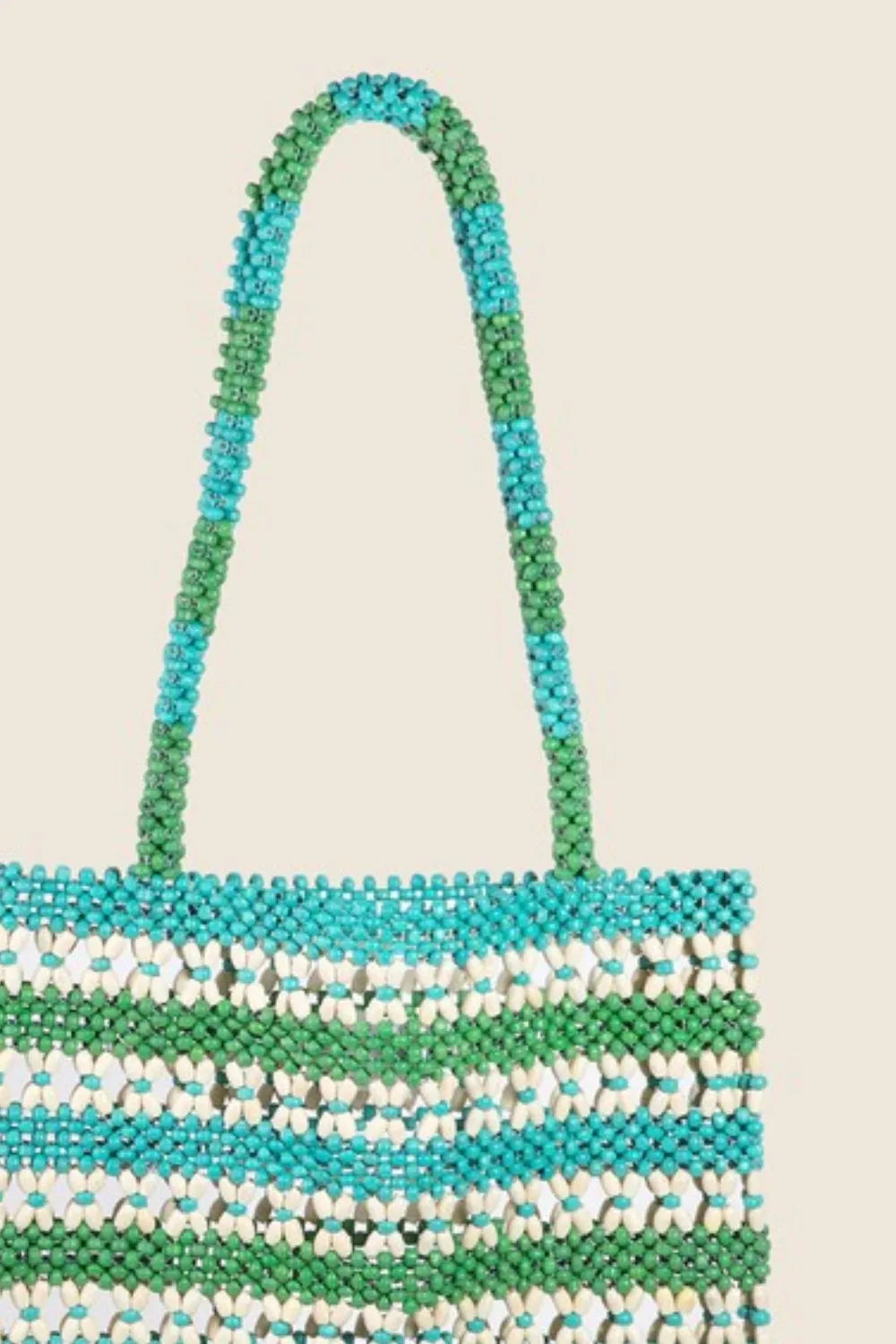 Fame Contrast Wooden Beaded Tote Bag - NeoKira Unlimited