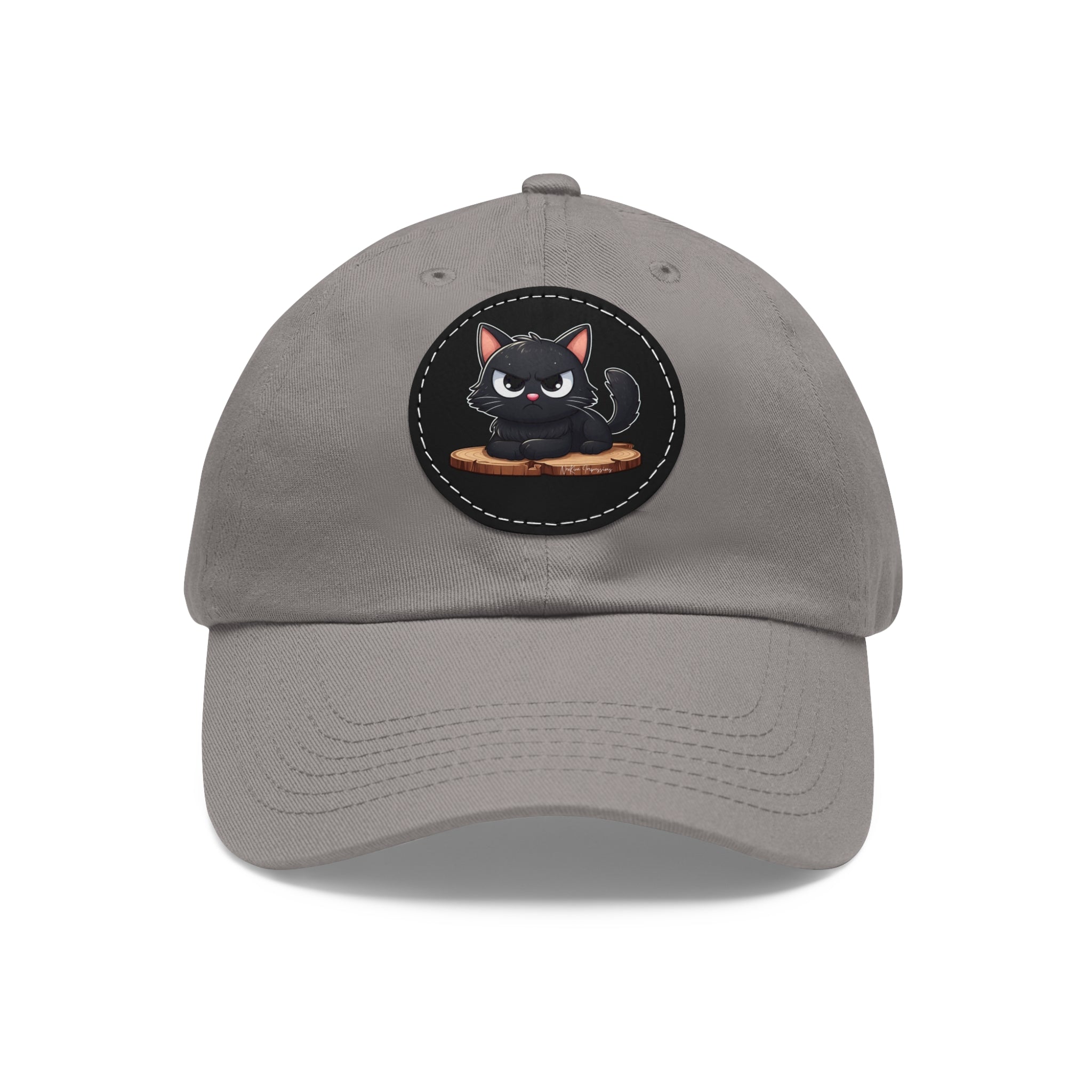 MEH Dad Hat with Leather Patch (Round) Caps Printify Grey / Black patch Circle One size