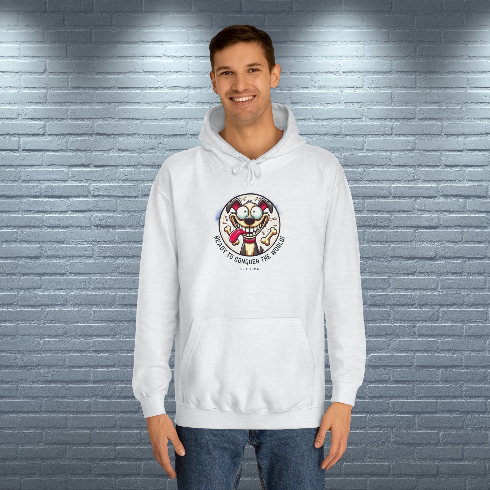 READY TO CONQUER THE WORLD Unisex College Hoodie Hooded Sweater Printify   