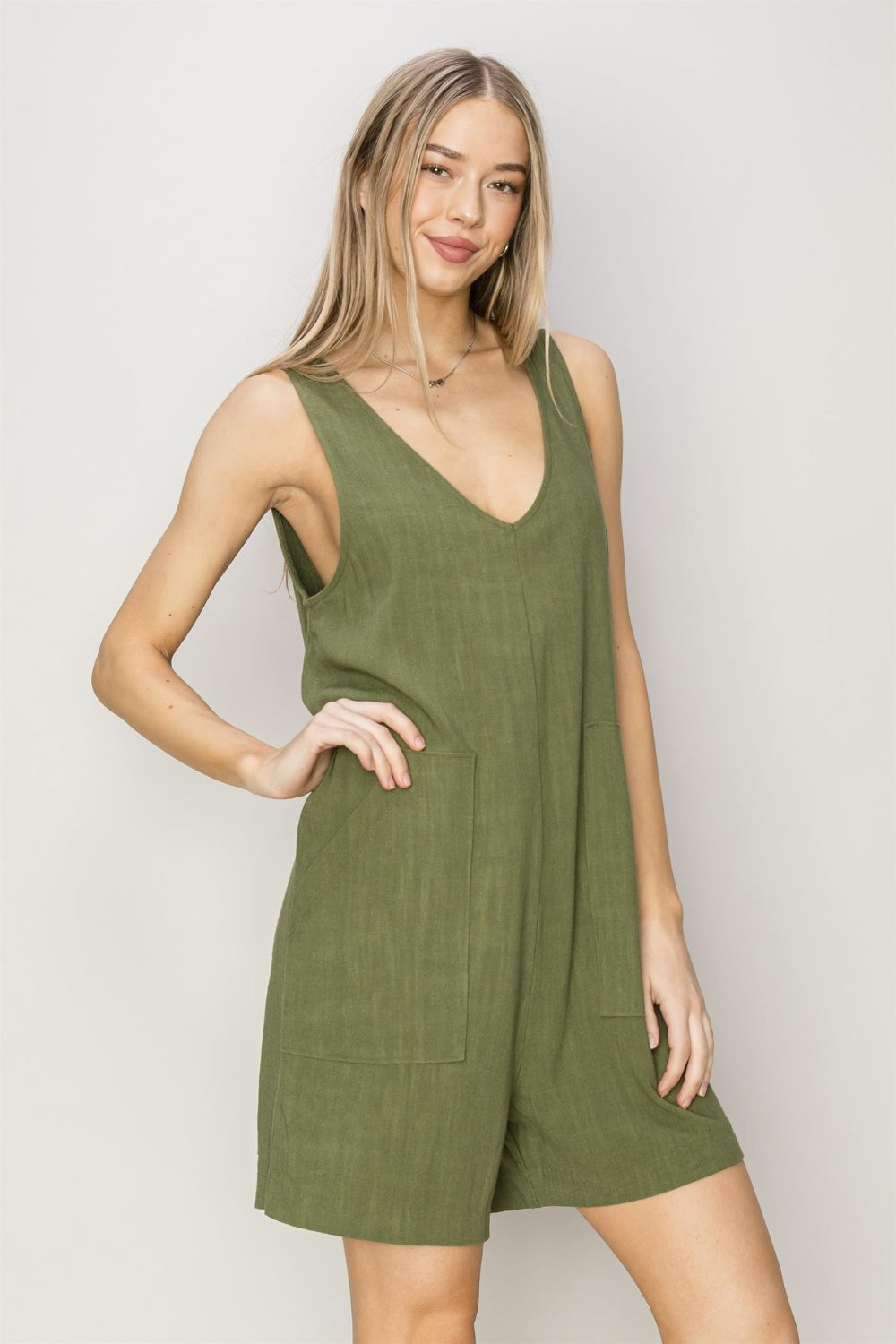 HYFVE V-Neck Sleeveless Romper with Pockets - NeoKira Unlimited