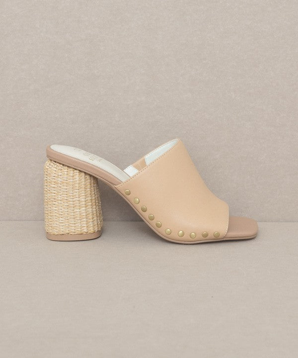 Oasis Society Serena - Studded Raffia Slide Heel - NeoKira Unlimited