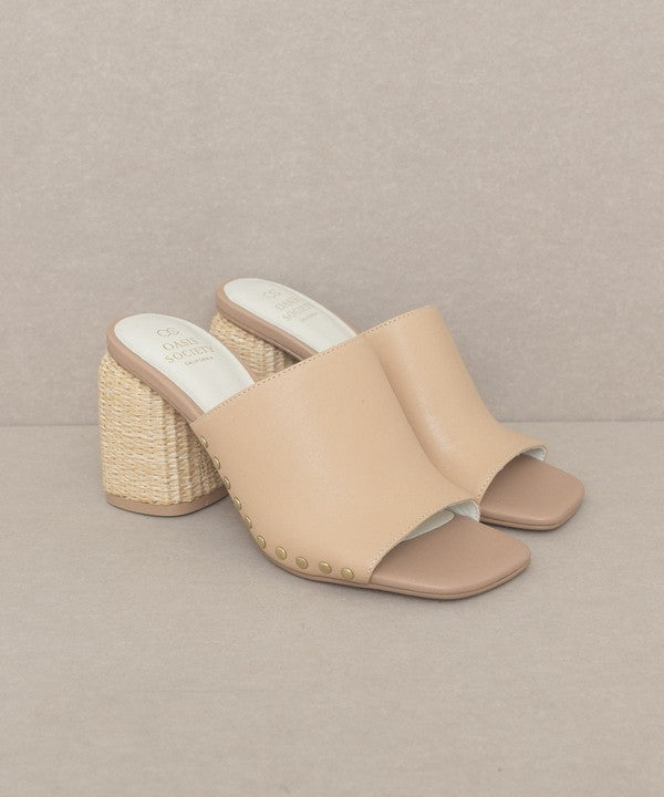 Oasis Society Serena - Studded Raffia Slide Heel - NeoKira Unlimited