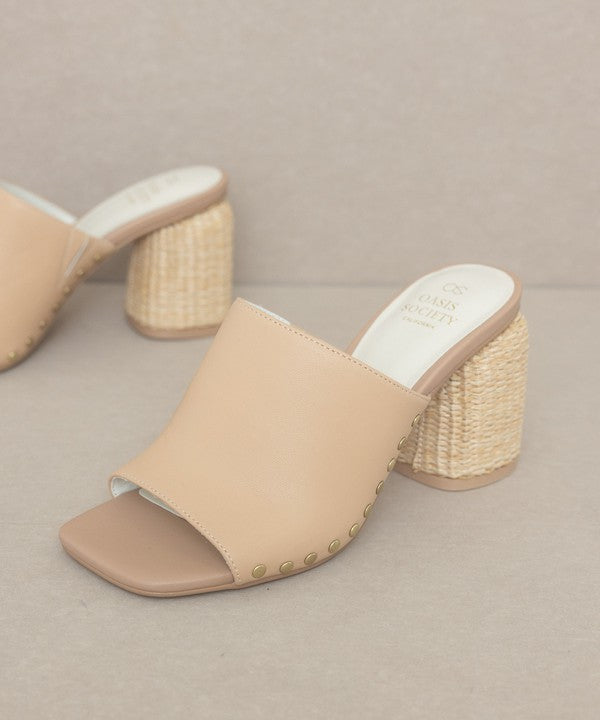 Oasis Society Serena - Studded Raffia Slide Heel - NeoKira Unlimited