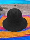 Collapsible Summer Bucket Hat Straw Hats Ellison and Young Black OS 