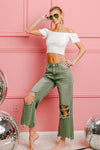 BiBi Distressed Vintage Washed Wide Leg Pants Jeans BiBi   