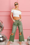 BiBi Distressed Vintage Washed Wide Leg Pants Jeans BiBi   