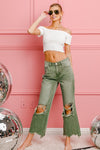 BiBi Distressed Vintage Washed Wide Leg Pants Jeans BiBi   